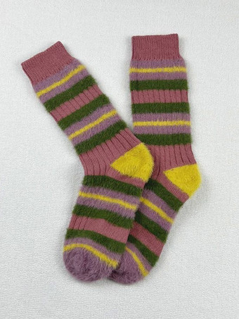 ピンク女性ストライプソフトソックス