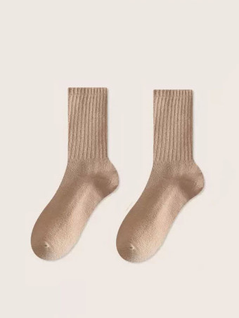 ライトブラウン女性の靴下ワームソックス