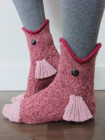 ピンクレディース かわいい靴下 アニマルシェイプ ニットソックス