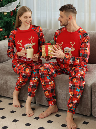 Christmas Matching Family Pajamas Baby's Adult's Two Pieces Set In Red