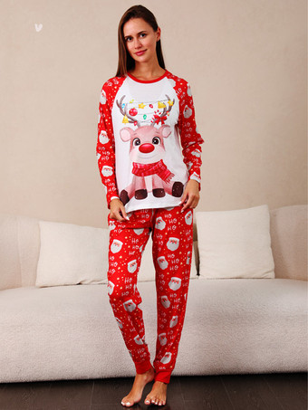 Conjuntos de dos piezas para niños y adultos con pijamas con estampado navideño familiar a juego