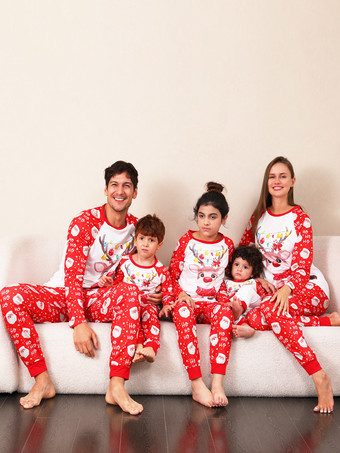 Conjuntos de dos piezas para niños y adultos con pijamas con estampado navideño familiar a juego
