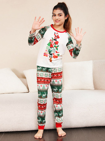 Matching Family Christmas Pajamas Kid's Adult's Two Pieces Sets In White
