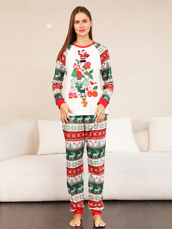 Matching Family Christmas Pajamas Kid's Adult's Two Pieces Sets In White
