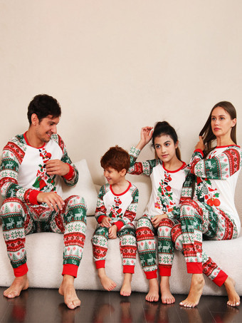 Matching Family Christmas Pajamas Kid's Adult's Two Pieces Sets In White
