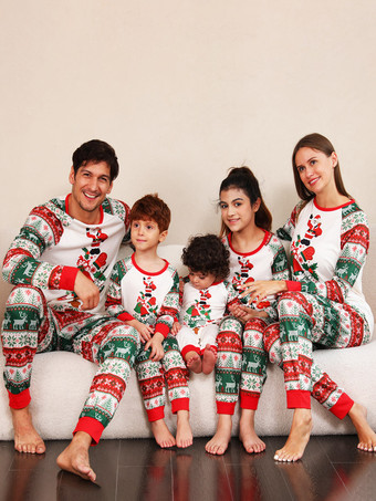 Matching Family Christmas Pajamas Kid's Adult's Two Pieces Sets In White