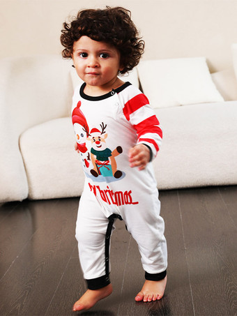 ファミリークリスマスパジャマ 長袖ストライプ 大人用 ベビー用 2枚セット