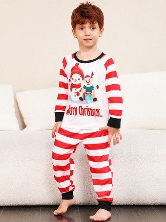 ファミリークリスマスパジャマ 長袖ストライプ 大人用 ベビー用 2枚セット
