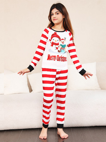 ファミリークリスマスパジャマ 長袖ストライプ 大人用 ベビー用 2枚セット