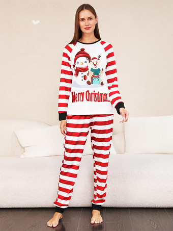ファミリークリスマスパジャマ 長袖ストライプ 大人用 ベビー用 2枚セット