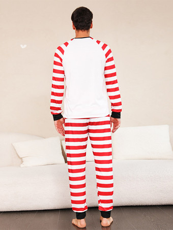 ファミリークリスマスパジャマ 長袖ストライプ 大人用 ベビー用 2枚セット