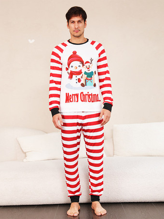 ファミリークリスマスパジャマ 長袖ストライプ 大人用 ベビー用 2枚セット