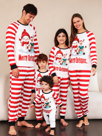 ファミリークリスマスパジャマ 長袖ストライプ 大人用 ベビー用 2枚セット