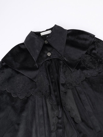 ゴスロリ ポンチョ ブラック ポリエステル フリル 秋 ロリータ アウター