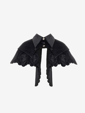 ゴスロリ ポンチョ ブラック ポリエステル フリル 秋 ロリータ アウター