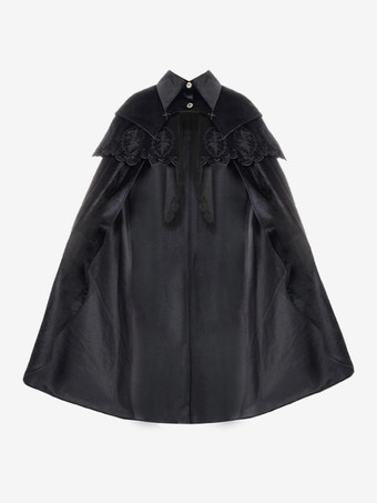 ゴスロリ ポンチョ ブラック ポリエステル フリル 秋 ロリータ アウター