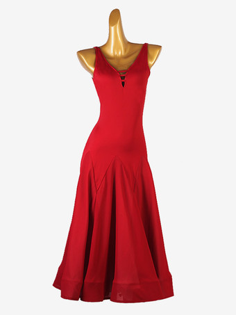 ワインレッド 社交ダンス衣装グリーン女性のライクラスパンデックスドレスダンスウェア