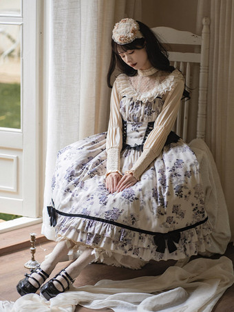 スイートロリータドレスポリエステルノースリーブジャンパーロリータドレス