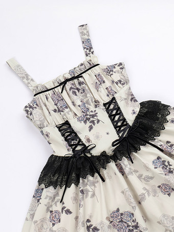 スイートロリータドレスポリエステルノースリーブジャンパーロリータドレス