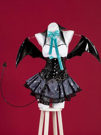 Halloween Costume Carnevale VOCALOID Hatsune Miku Gioco Cosplay Costume  verde chiaro accessori per la testa&Calze sopra al  ginocchio&Giarrettiera&abito&coprimaniche set donna 