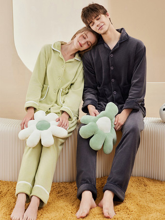 ホームウェア ターンダウンカラー 長袖 フランネル ラウンジ