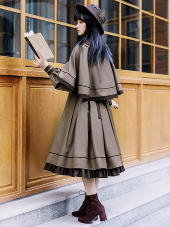 ゴスロリ ドレス フリル 刺繍 コーヒーブラウン コーヒーブラウン