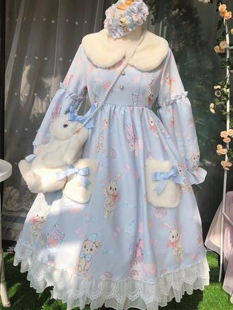 スイートロリータドレス ポリエステル長袖ドレス スイート