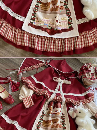 スイートロリータドレス ポリエステル長袖ロリータドレス