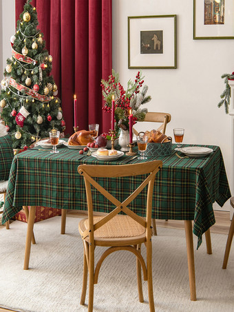Verde Navidad Fibra de poliéster Poliéster Tela escocesa Disfraces navideños