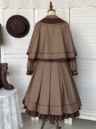 ゴスロリ ドレス フリル 刺繍 コーヒーブラウン コーヒーブラウン