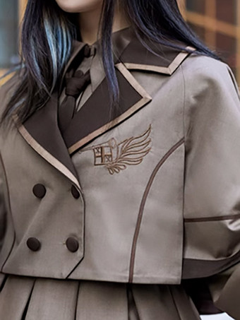 ゴスロリ ドレス フリル 刺繍 コーヒーブラウン コーヒーブラウン