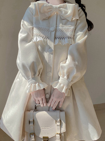 スイートロリータ コート エクリュ ホワイト コート フリル オーバーコート ポリエステル 秋 ロリータ アウター