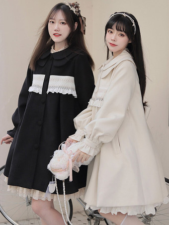 スイートロリータ コート エクリュ ホワイト コート フリル オーバーコート ポリエステル 秋 ロリータ アウター