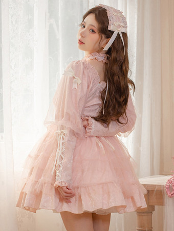 ゴスロリ ドレス フリル レースアップ ブラック ブラック