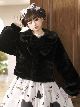 ブラック スイートロリータコートコーヒーブラウンポリエステルオーバーコートコート春ロリータ生き抜く