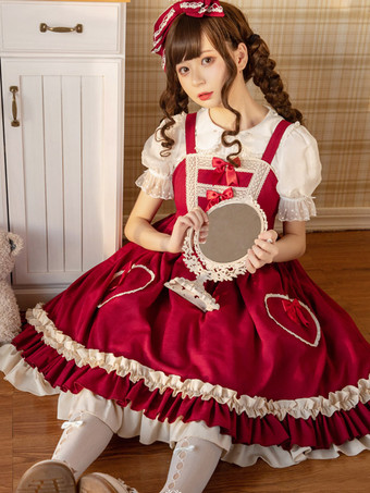 スイート ロリータ ドレス ポリエステル ノースリーブ スイート ジャンパー ロリータ ドレス