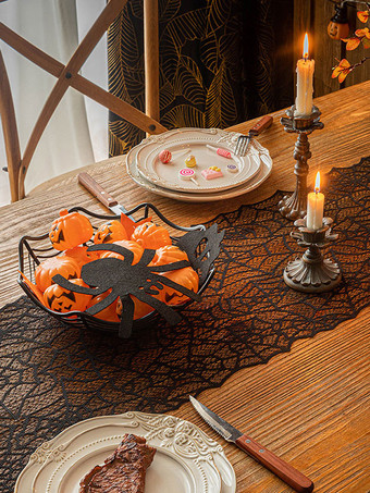 ハロウィン ハロウィンコスチューム ブラックポリエステル クモの巣柄アクセサリー ホリデーコスチューム