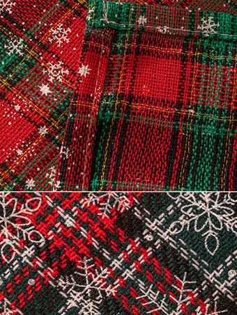 ダークグリーンクリスマスポリエステル繊維ポリエステルチェック柄クリスマスホリデーコスチューム