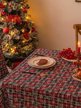 ダークグリーンクリスマスポリエステル繊維ポリエステルチェック柄クリスマスホリデーコスチューム