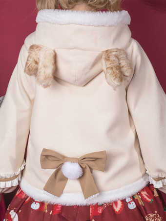 スイートロリータ コート エクリュ ホワイト コート リボン フリル オーバーコート ポリエステル 春 ロリータ アウター