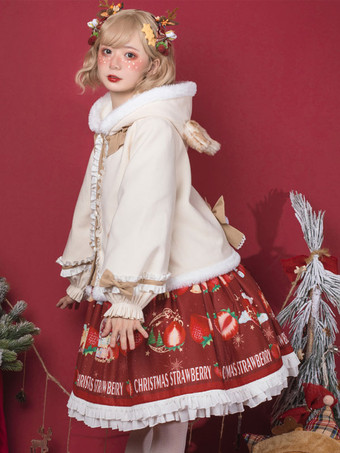 スイートロリータ コート エクリュ ホワイト コート リボン フリル オーバーコート ポリエステル 春 ロリータ アウター