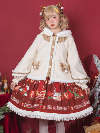 スイートロリータ コート エクリュ ホワイト コート リボン フリル オーバーコート ポリエステル 春 ロリータ アウター