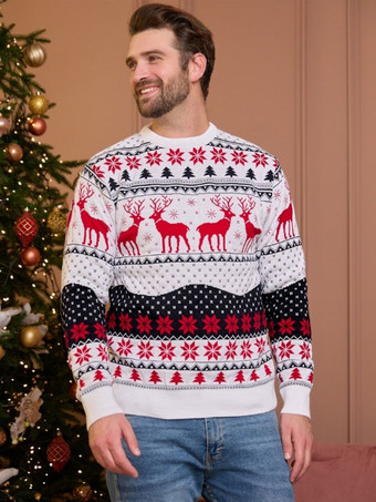 カップルのためのクリスマス パターン セーター ラウンド ネック長袖プルオーバー