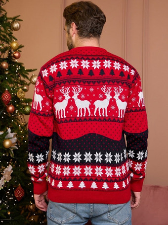 カップルのためのクリスマス パターン セーター ラウンド ネック長袖プルオーバー