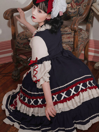 スイートロリータドレス ポリエステル長袖ドレス ロリータドレス