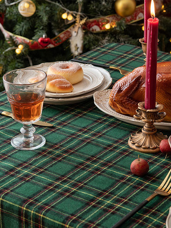 グリーンクリスマスポリエステル繊維ポリエステルチェック柄クリスマスホリデーコスチューム