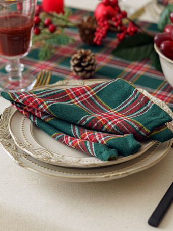 グリーンクリスマスポリエステル繊維ポリエステルチェック柄クリスマスホリデーコスチューム