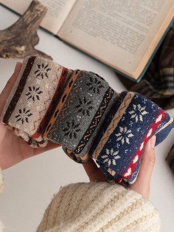 ソックス グリーン コットン ブレンド ジオメトリック