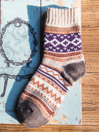 ソックス ブルー ポリ/コットン ブレンド 幾何学模様