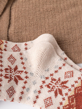 Chaussettes Noël Rouge Laine Color Block